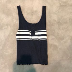 Hollister Striped Navy and White Tank Top Size L